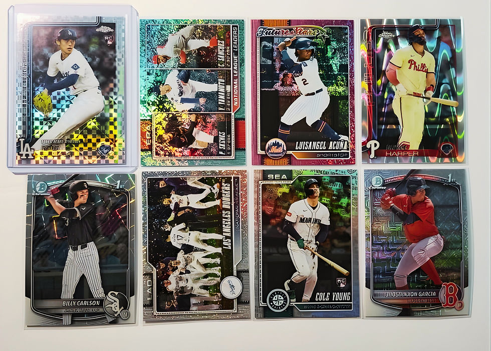 baseball mega box mixer highlights
topps chrome. topps celebration. bowman. bowman draft
