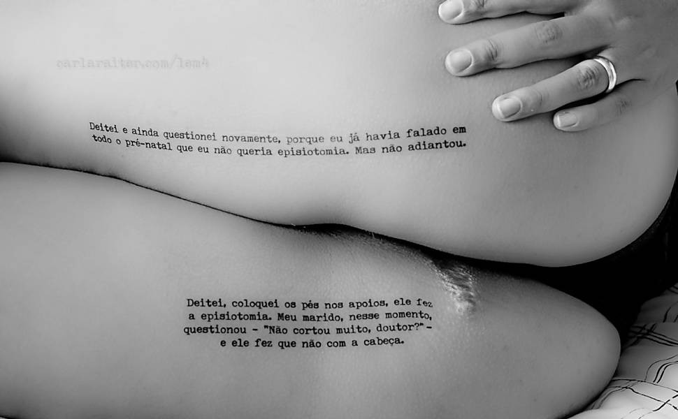 Foto de Carla Raiter e da produtora cultural Caroline Ferreira, do projeto '1:4: retratos da violência obstétrica'.
