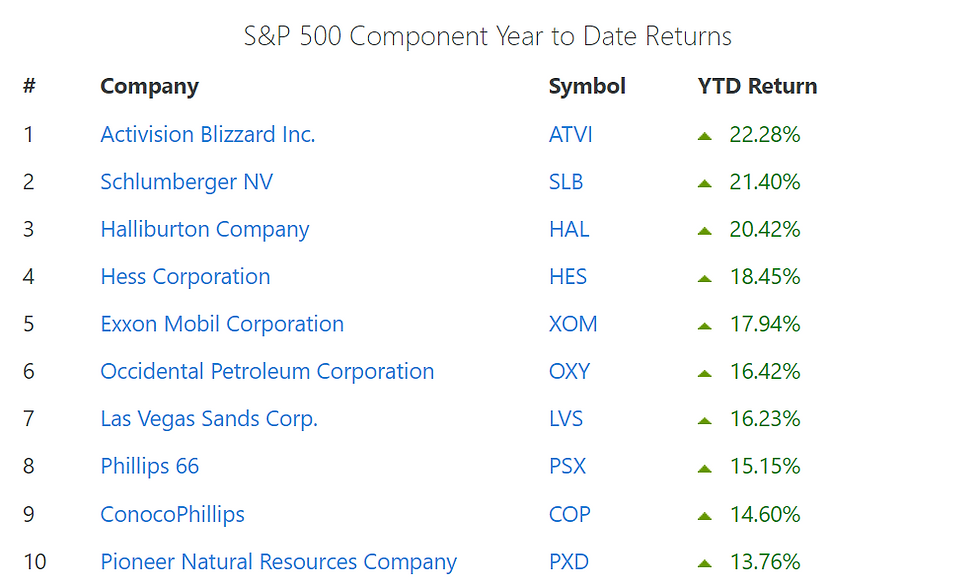 S&P500 top 10 YTD components