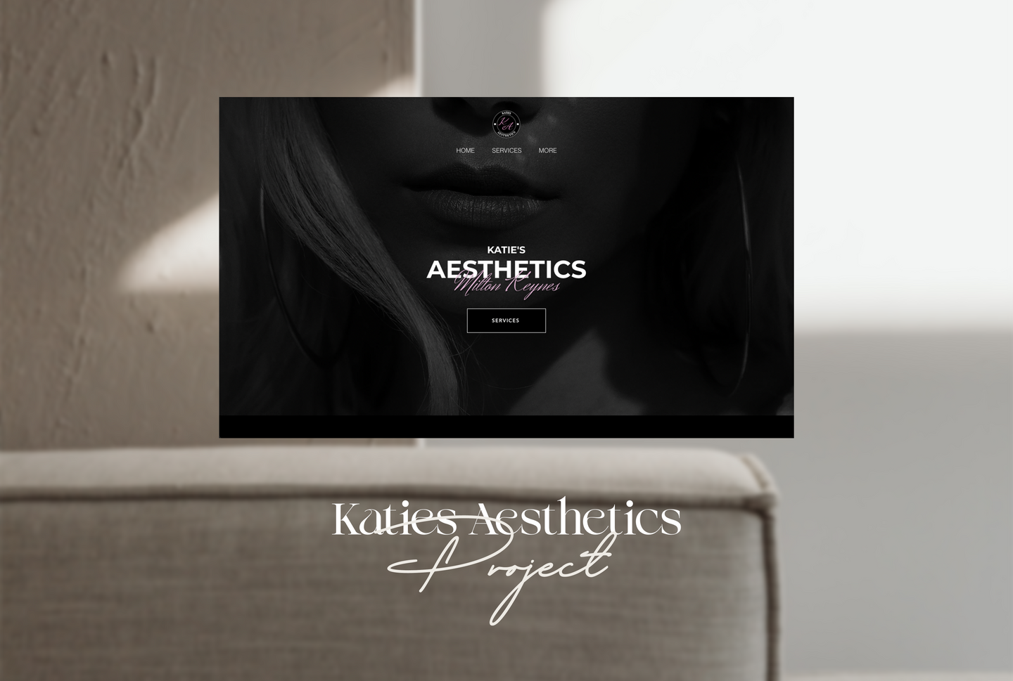 an image of a an aesthetics clinic's website design for Katie's Aesthetics UK