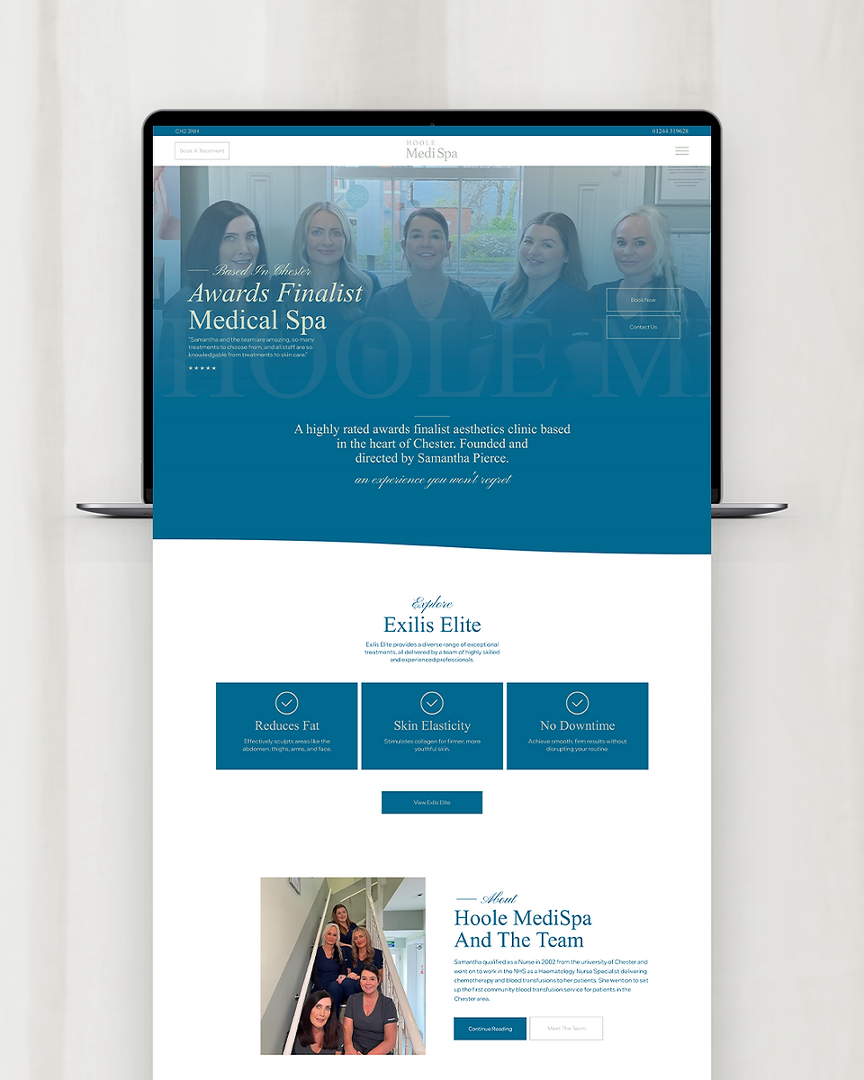 our UK based aesthetics client's website that we built for them