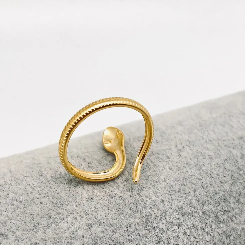 Thumbnail: Green Eyes Snake Adjustable Ring