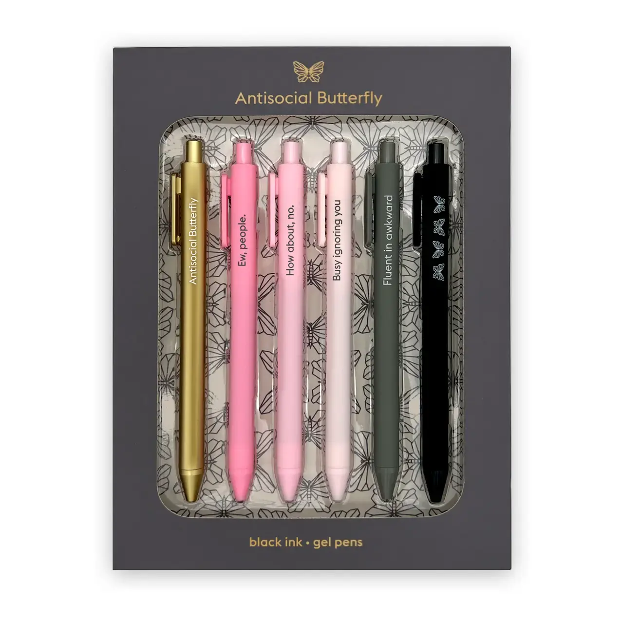 Anti-Social Butterfly Quotable Gel Pens