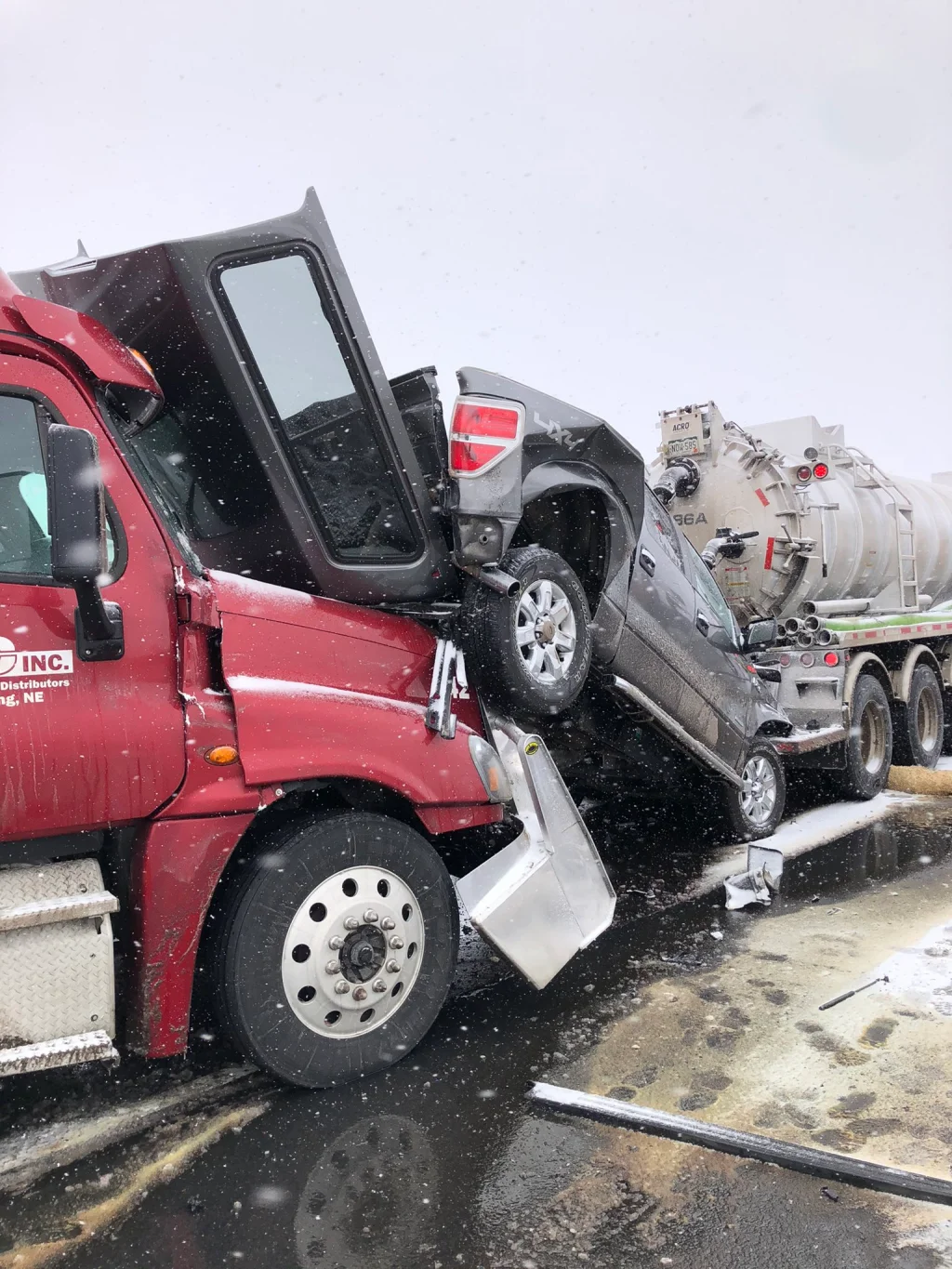 Semi involved in multi-car pile up