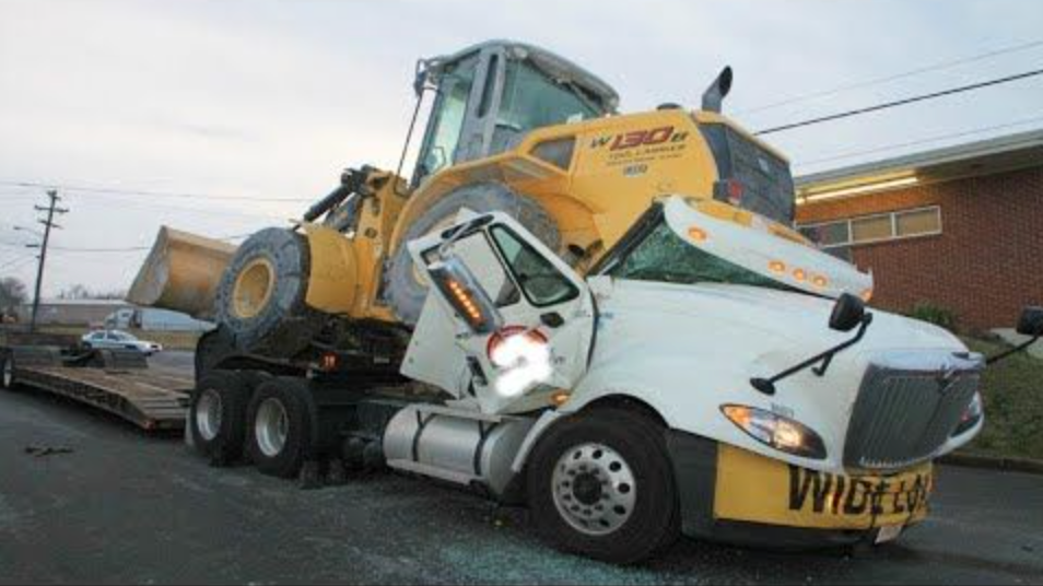 improperly securemed machine crushed cab of truck