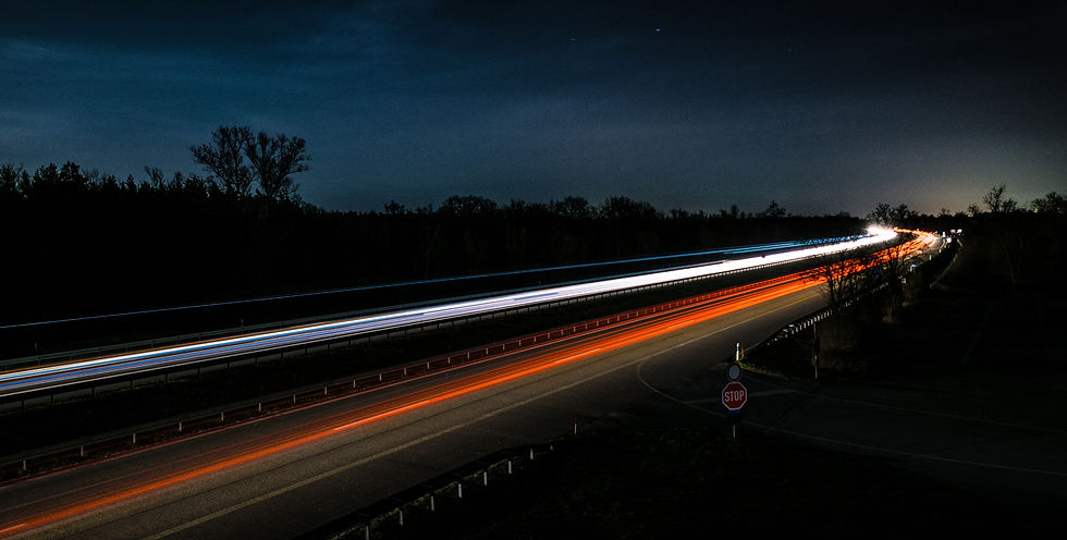 Long exposure shot of highway traffic