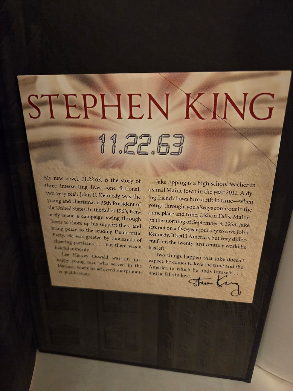 Thumbnail: Stephen King 11/22/63 UK Hodder & Stoughton Collectors Set #334 with Slipcase facsimile Signature Plate on back board