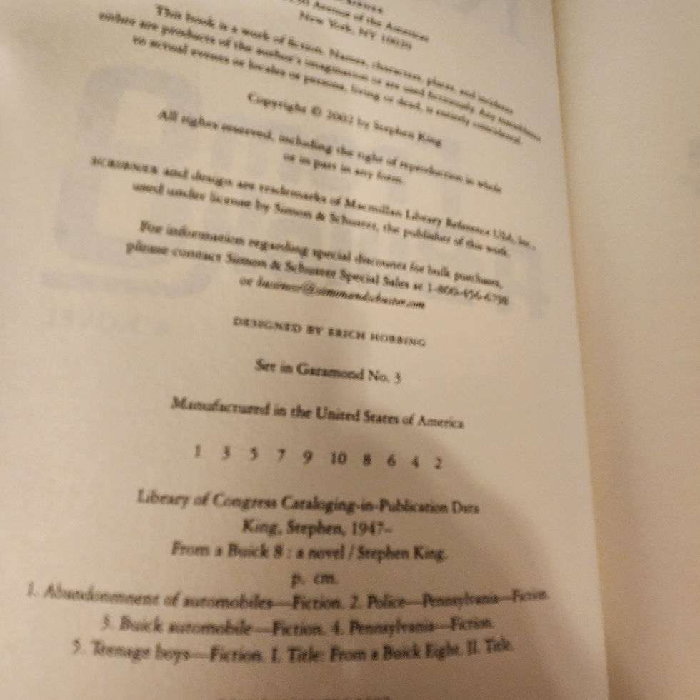 Thumbnail: Stephen King First Edition From a Buick 8 Copyright Page