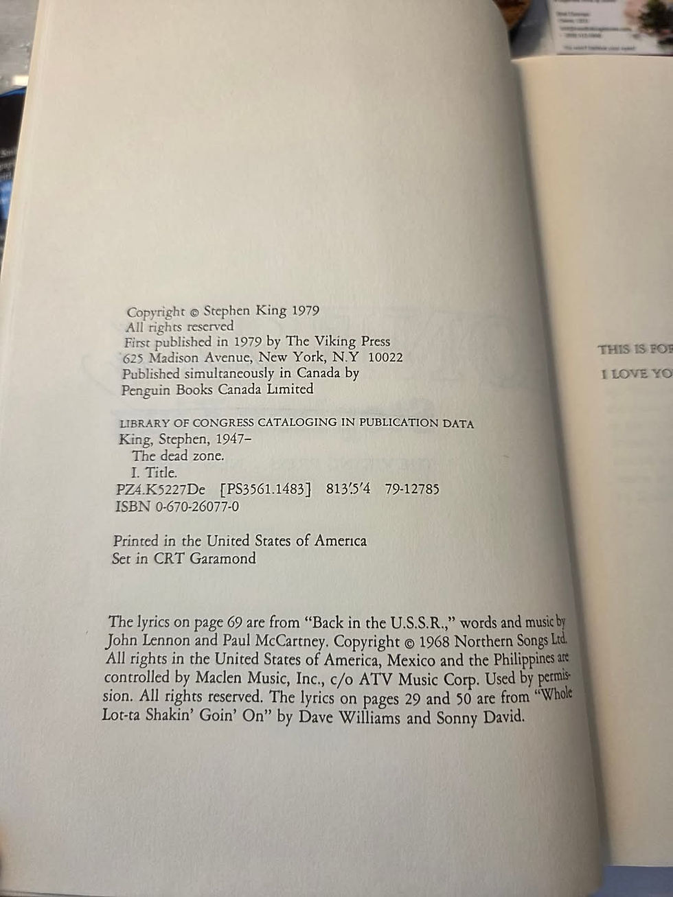 Thumbnail: Stephen King The Dead Zone 1st Edition Signed 