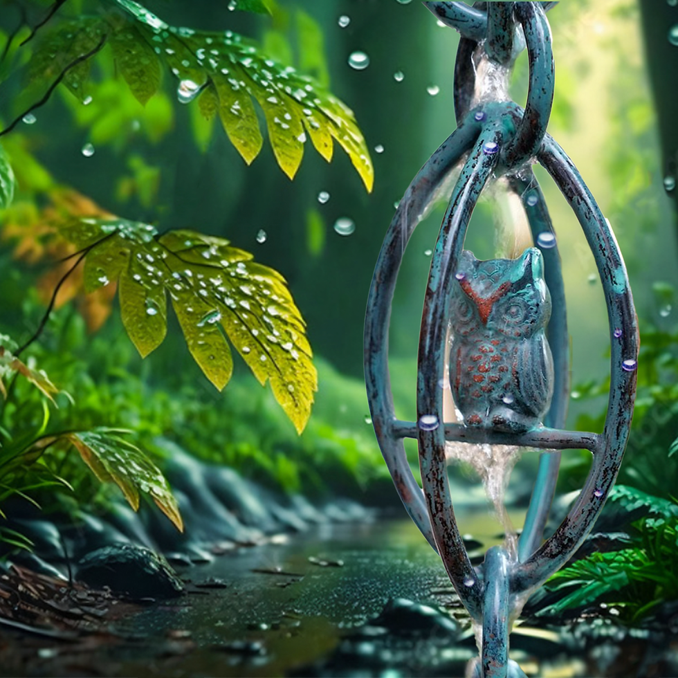 Thumbnail: Wise Drops Owl Link Rain Chain