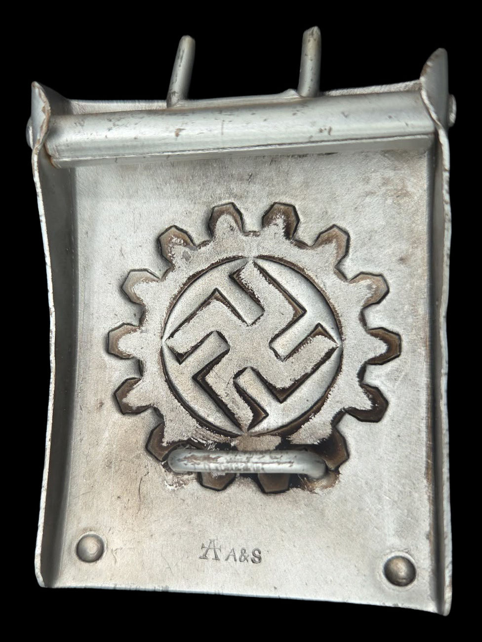 Thumbnail: German WWII DAF Labor Front Steel EM/NCO Belt Buckle A&S Marked