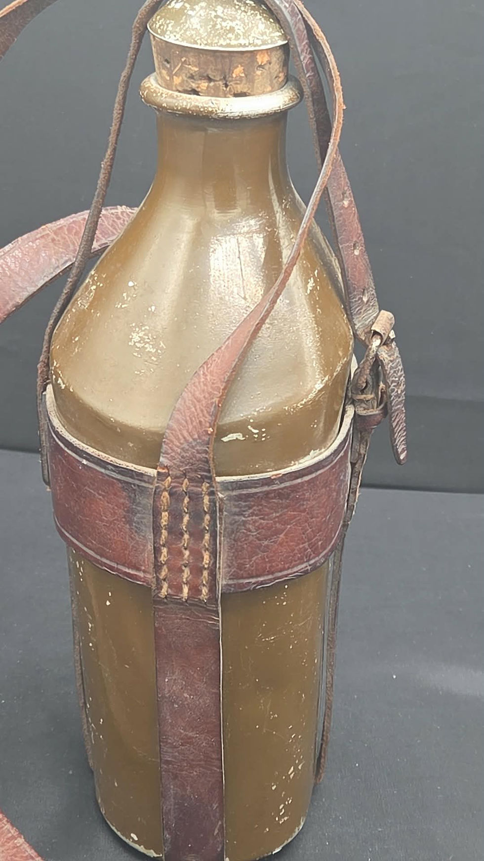 Thumbnail: WWII Imperial Japanese Army Canteen with Leather Shoulder Strap