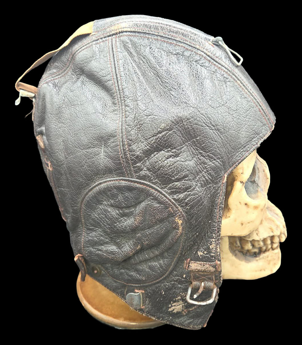 Thumbnail: Original German WWII Luftwaffe LKpW101 Leather Winter Flying Helmet by Siemens