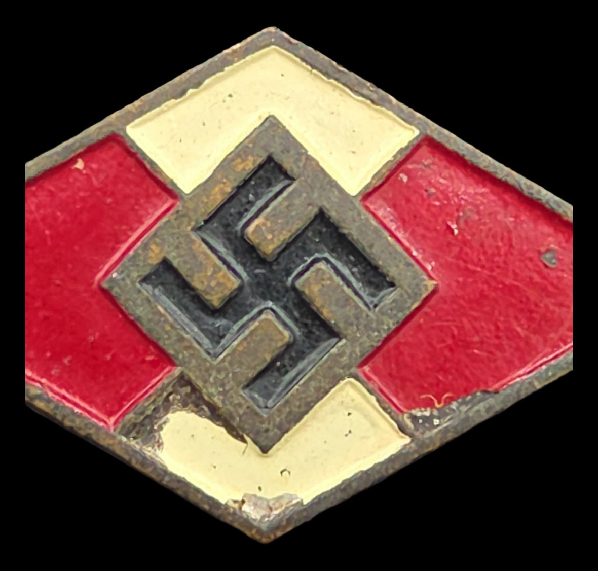 German WWII HJ Late War Painted Cap Badge Membership Pin RZM M1/185