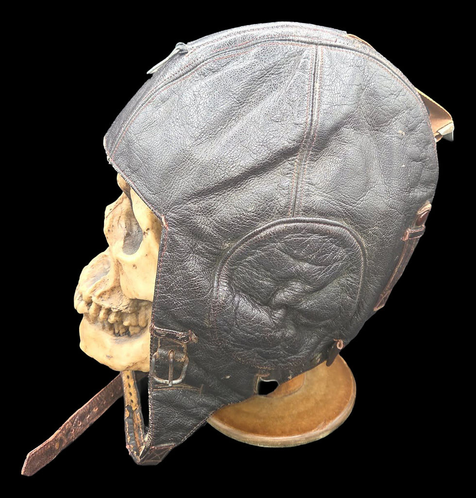 Thumbnail: Original German WWII Luftwaffe LKpW101 Leather Winter Flying Helmet by Siemens