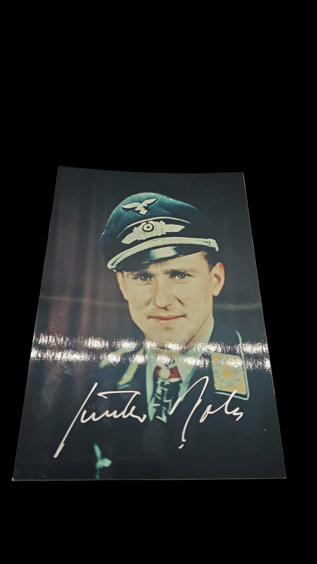 German WWII Günther Rall Signed Luftwaffe Fighter Ace Portrait Photo
