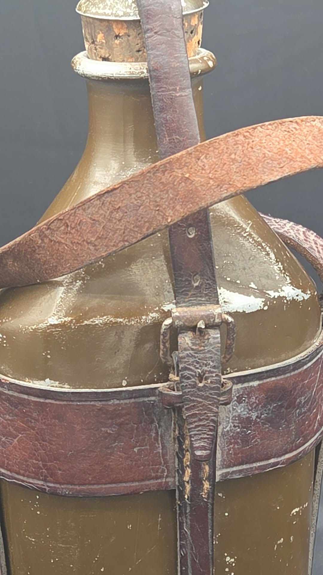 WWII Imperial Japanese Army Canteen with Leather Shoulder Strap