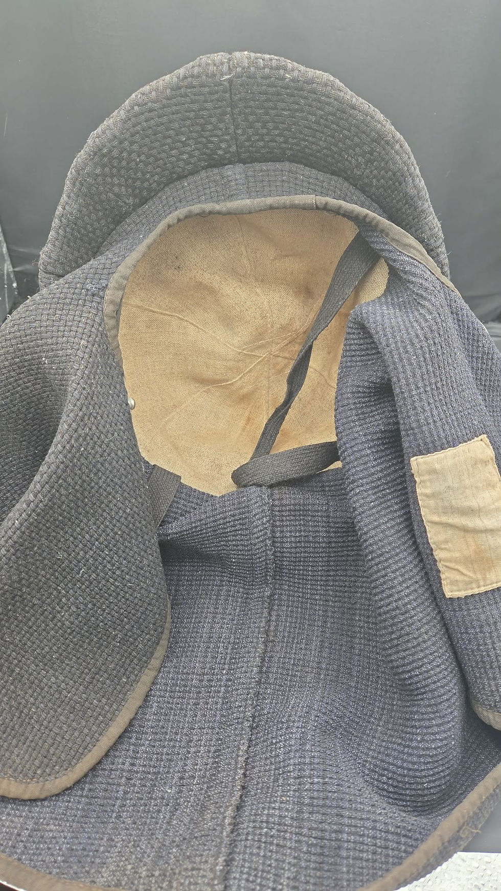 Thumbnail: WWII Japanese Civil Defense Fire Brigade Helmet w/ Neck Skirt
