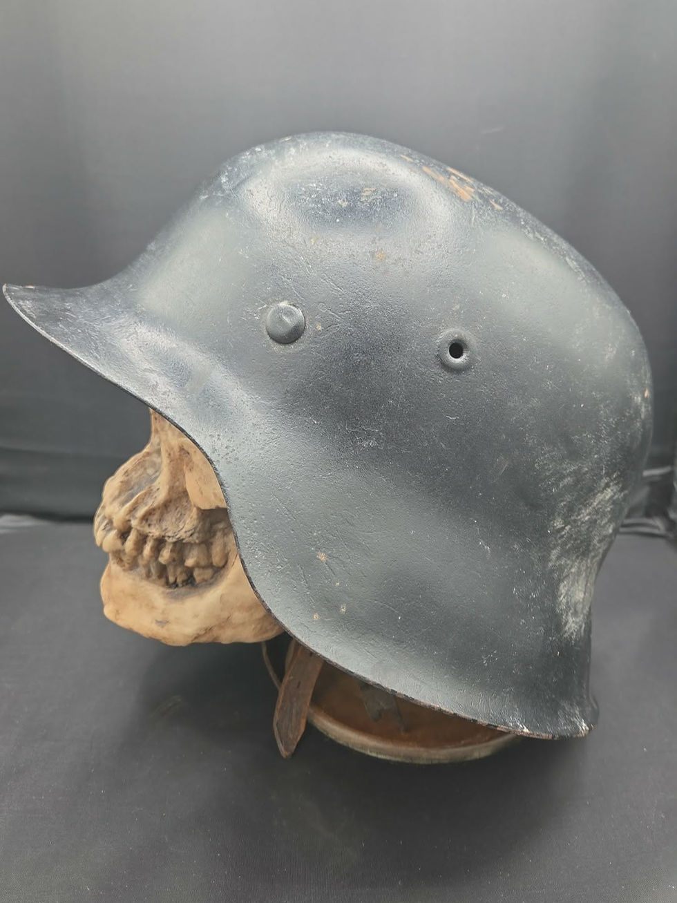 Thumbnail: WWII German M42 Combat Helmet - EF Emaillierwerke AG Fulda Size 62