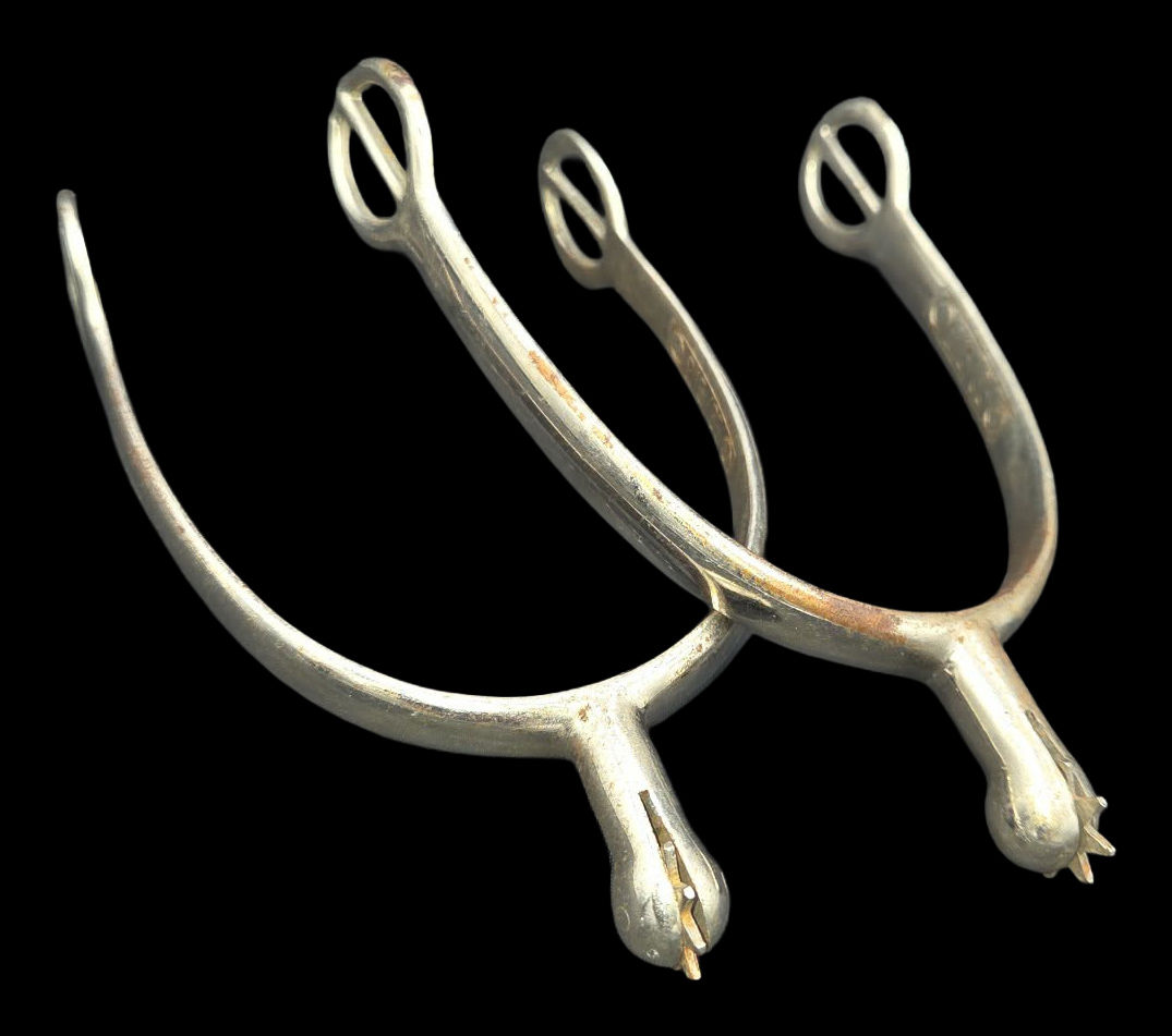 German WWII SS Cavalry Spurs RZM 215/35 in Nickel