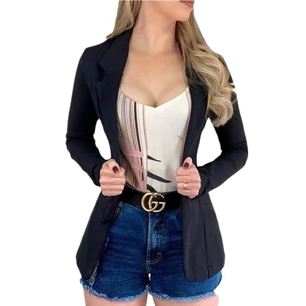 Miniatura: Stylish women's sports coat, long sleeved slim office sports casual top