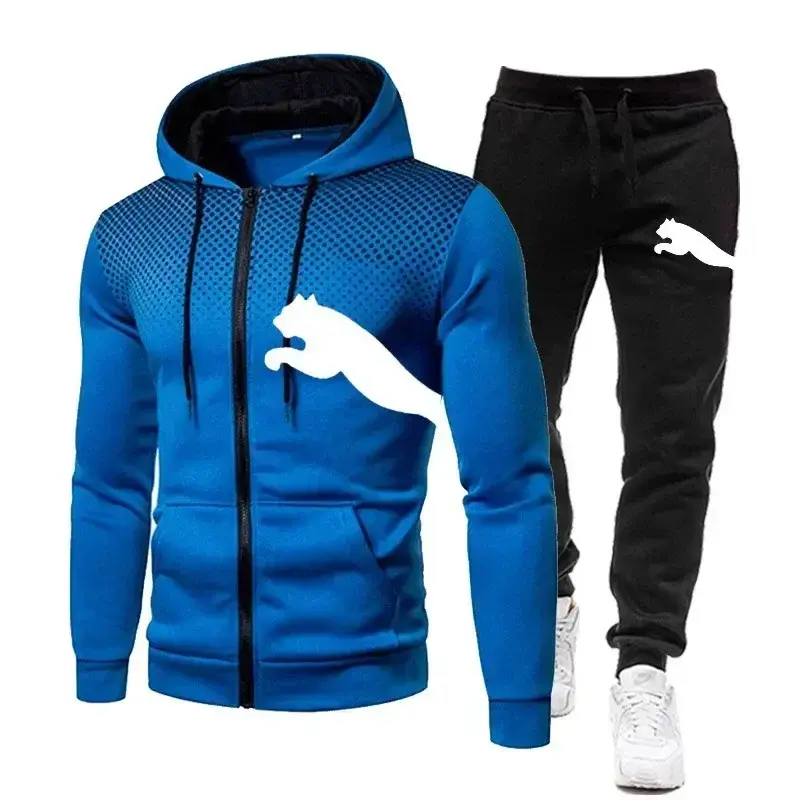 Miniatura: 2025 Men's Autumn and Winter Hooded Sweatshirt Set, Hooded Sweatshirt + Pants Se