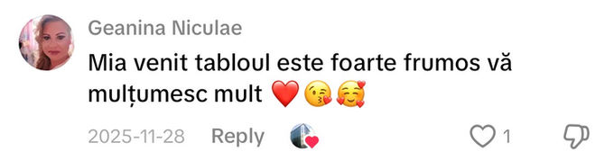 Comentariu pe TikTok: „Mia venit tabloul este foarte frumos vă mulțumesc mult”