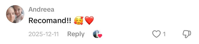 Comentariu pe TikTok: „Recomand!!”