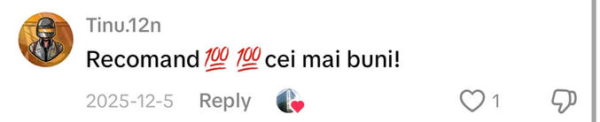 Comentariu pe TikTok: „Recomand cei mai buni!”