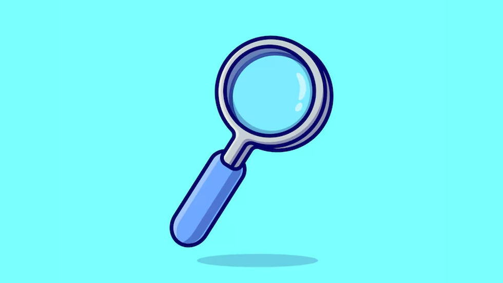 A magnifying glass positioned on a turquoise backdrop