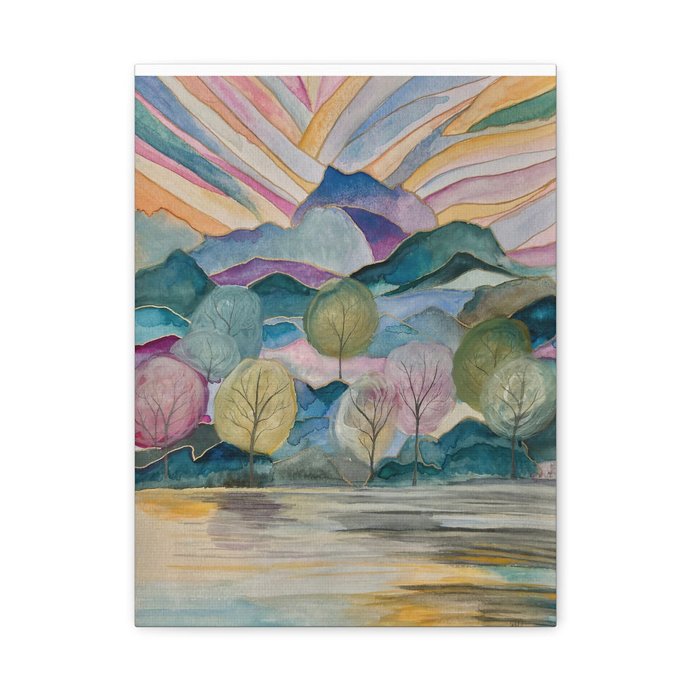Thumbnail: Dreamy Landscape No.1 Canvas Print — Abstract Watercolor Landscape Wall Art