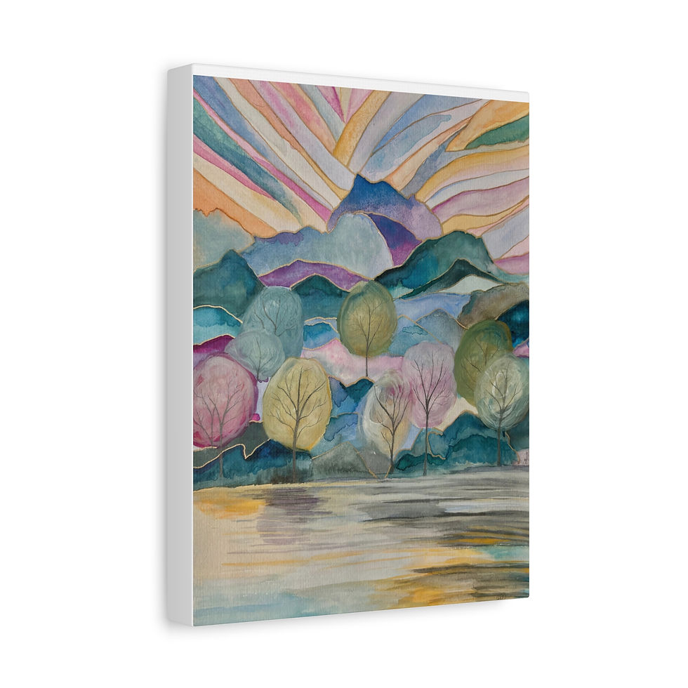 Thumbnail: Dreamy Landscape No.1 Canvas Print — Abstract Watercolor Landscape Wall Art