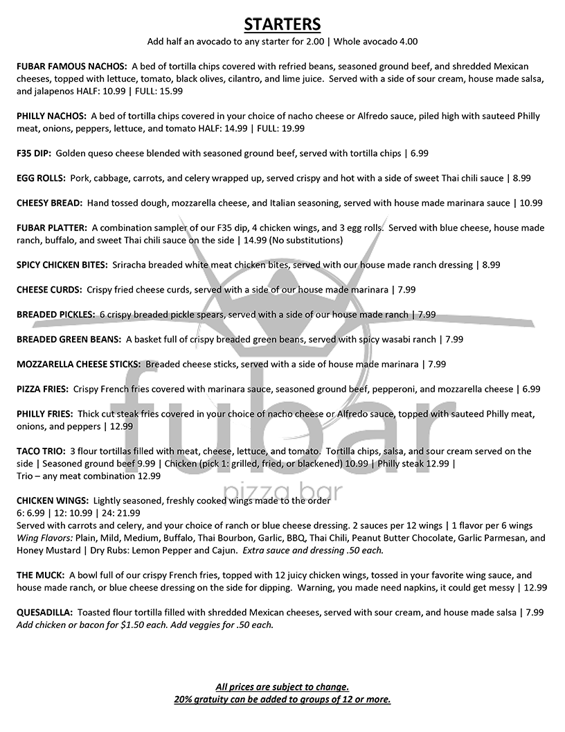 Fubar Starter Menu