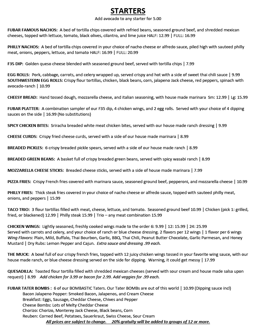 Fubar Starter Menu