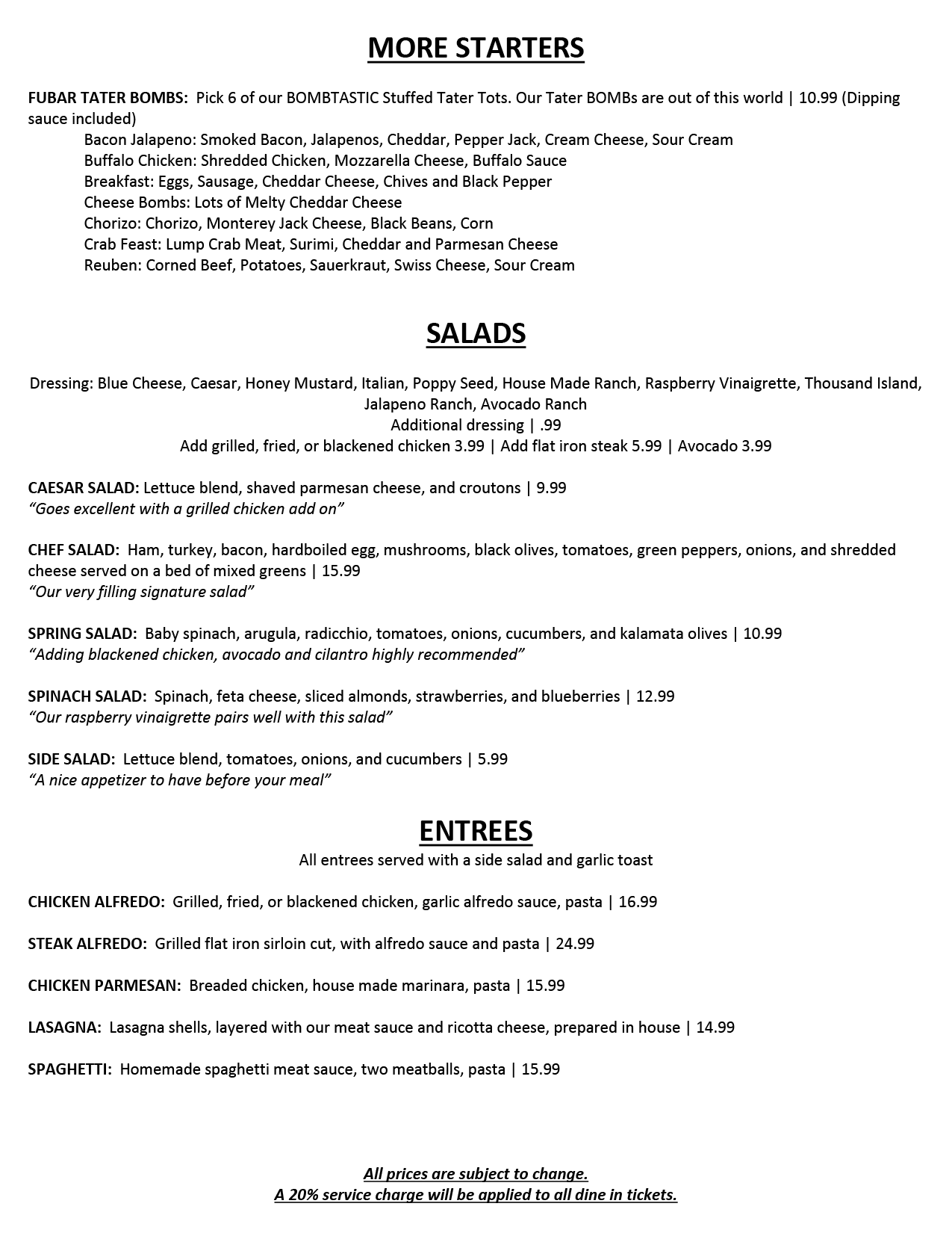 Salads Entrees 4-12-22