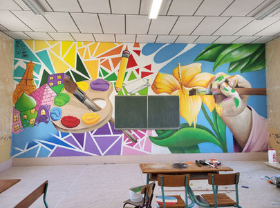 fresque réaliser a l'école de Sauzet
