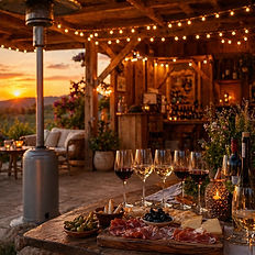 wine and tapas on the table in Finca Astronomica