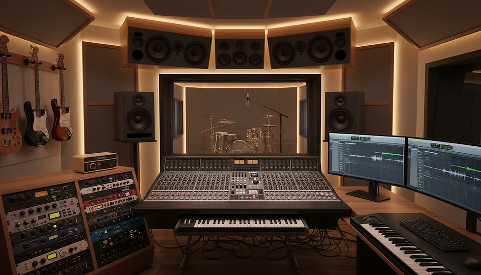 Illustration of a music production studio