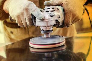 Granite polished to make shiny and honed