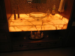 Onyx honey backlit vanity