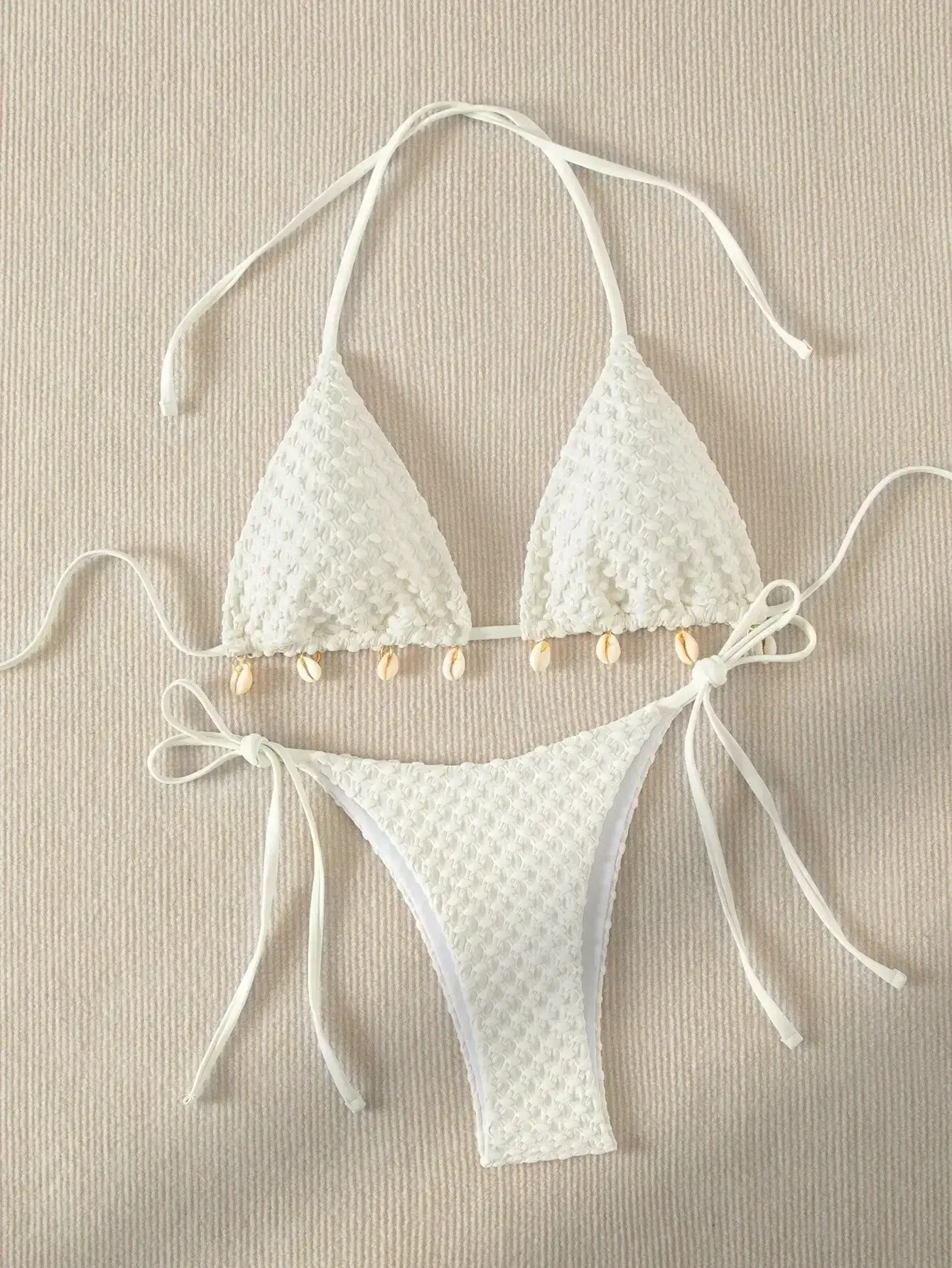 Sexy Bikini Set Shell Designer Swimsuit 2025 White Black Push Up Micro Bikinis S
