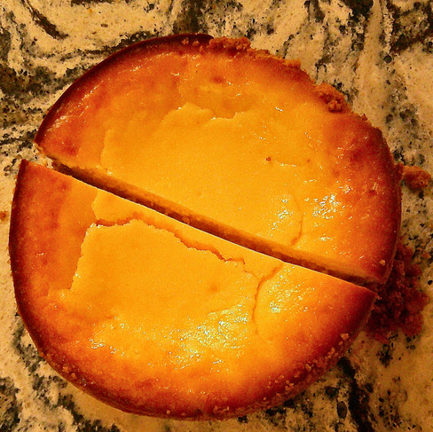 Cheesecake sliced once
