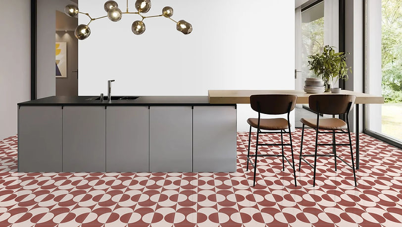 Carrelage terracotta dans une cuisine en bois