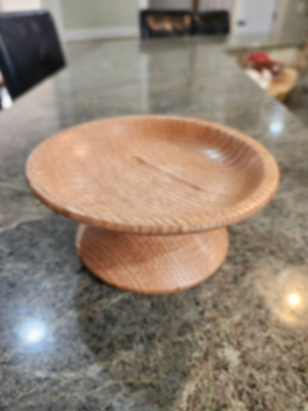 Small Red oak Bowl on Pedestal