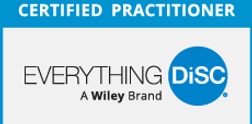 Colorful badge displaying the title “Emotional Design Certified Practitioner” with overlapping shapes and a professional cert