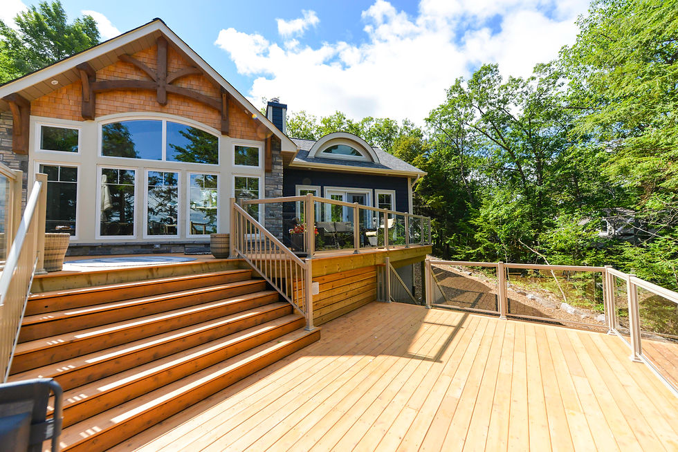 large deck with railing