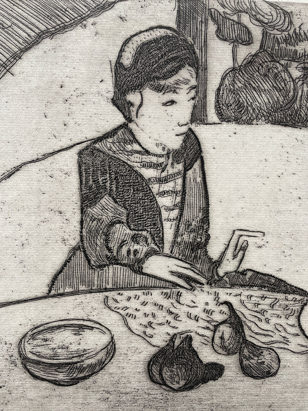 Miniature : Paul Gauguin  (1850-1904) - La femme aux figues