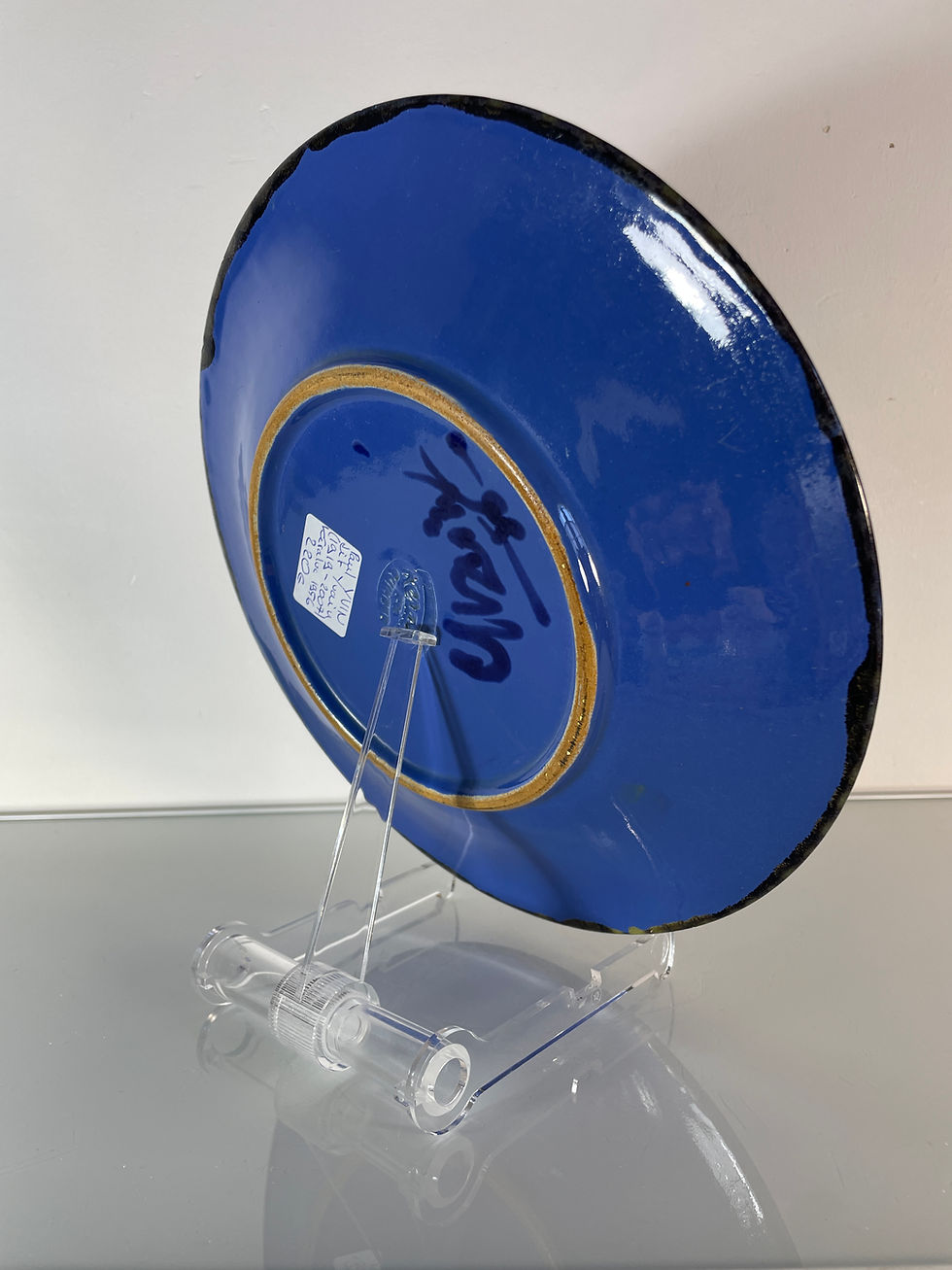 Miniature : Paul Yvain / Yvin (1919-2007) - Keraluc - Assiette bleue aux fleurs