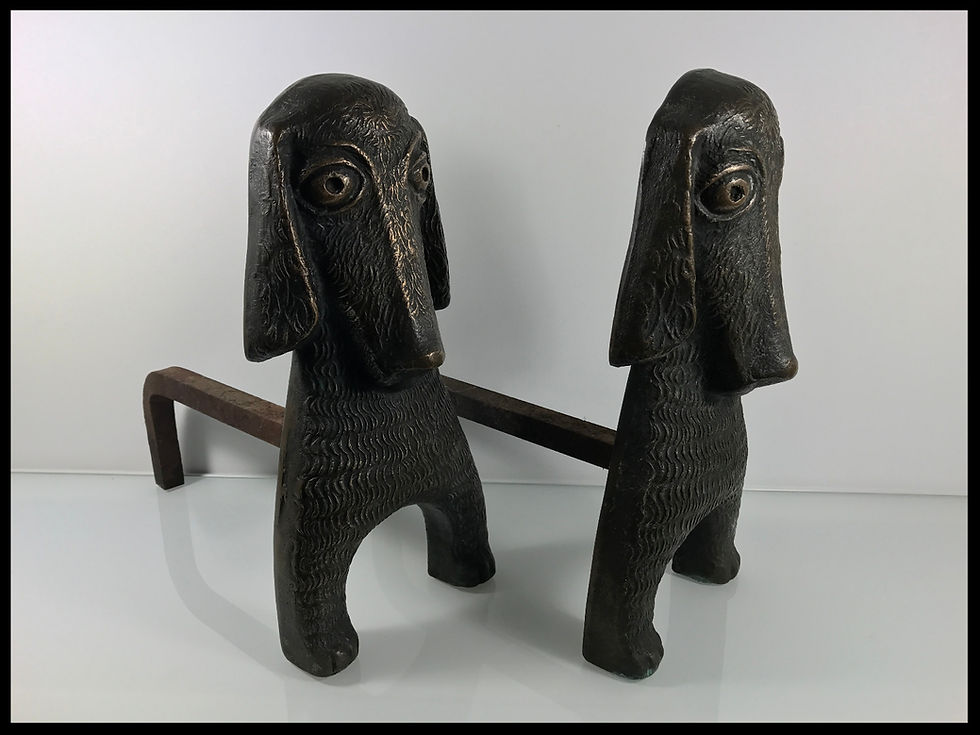 Miniature : Chenets Chiens Pierre Toulhoat Bronze