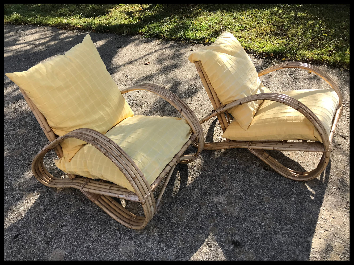 Paire de fauteuils 1950 - Bambou et rotin